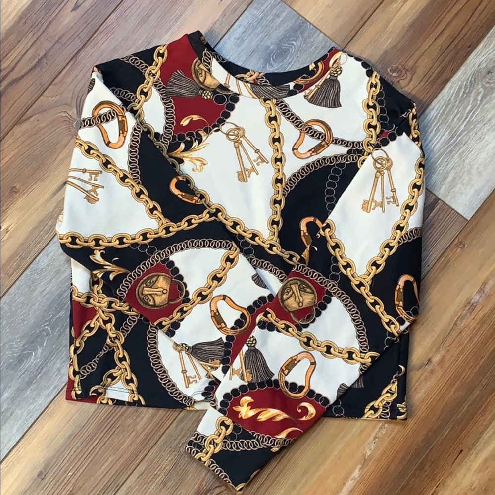 Zara chain print crew neck